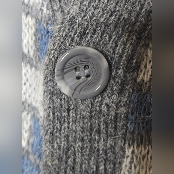 Vtg 70s 80s Eaton’s Birkdale Wool Knit Cardigan Sweater Brick Pattern Canada - Picture 6 of 8